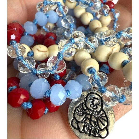 Colorful Beaded Necklace with Buddha Charm – 44” Long (New) - Picture 3 of 17